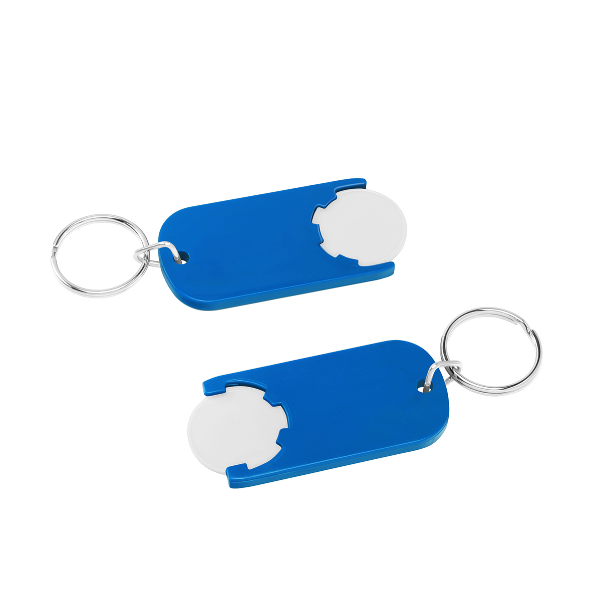 Chiphalter mit 1€-Chip "Alpha", Chip weiß, Chiphalter blau