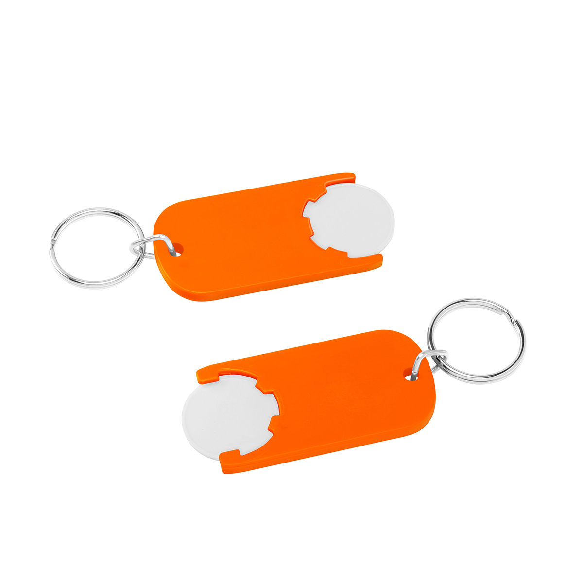 Chiphalter mit 1€-Chip "Alpha", Chip weiß, Chiphalter orange