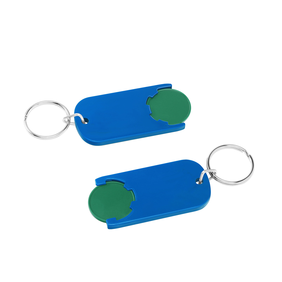 Chiphalter mit 1€-Chip "Alpha", Chip grün, Chiphalter blau