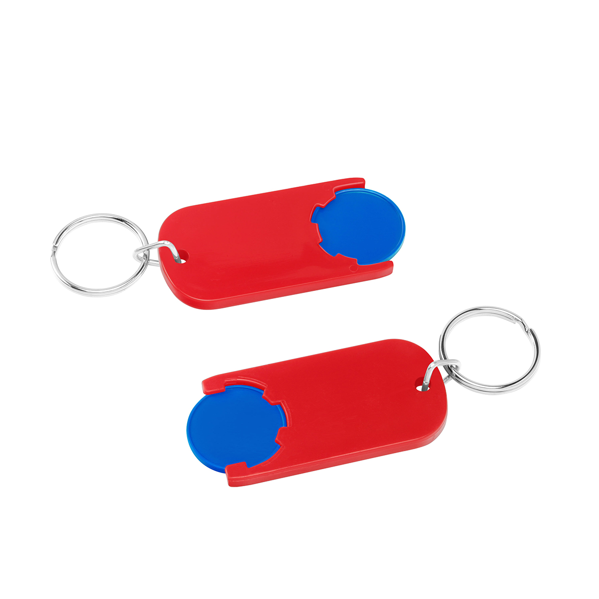 Chiphalter mit 1€-Chip "Alpha", Chip blau, Chiphalter rot