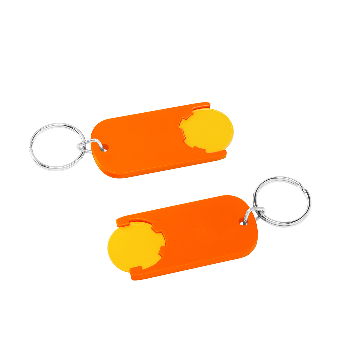 Chiphalter mit 1€-Chip "Alpha", Chip gelb, Chiphalter orange