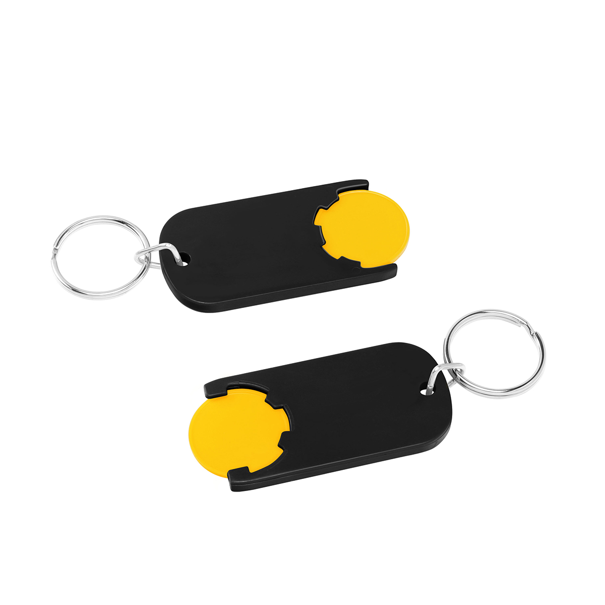 Chiphalter mit 1€-Chip "Alpha", Chip gelb, Chiphalter schwarz