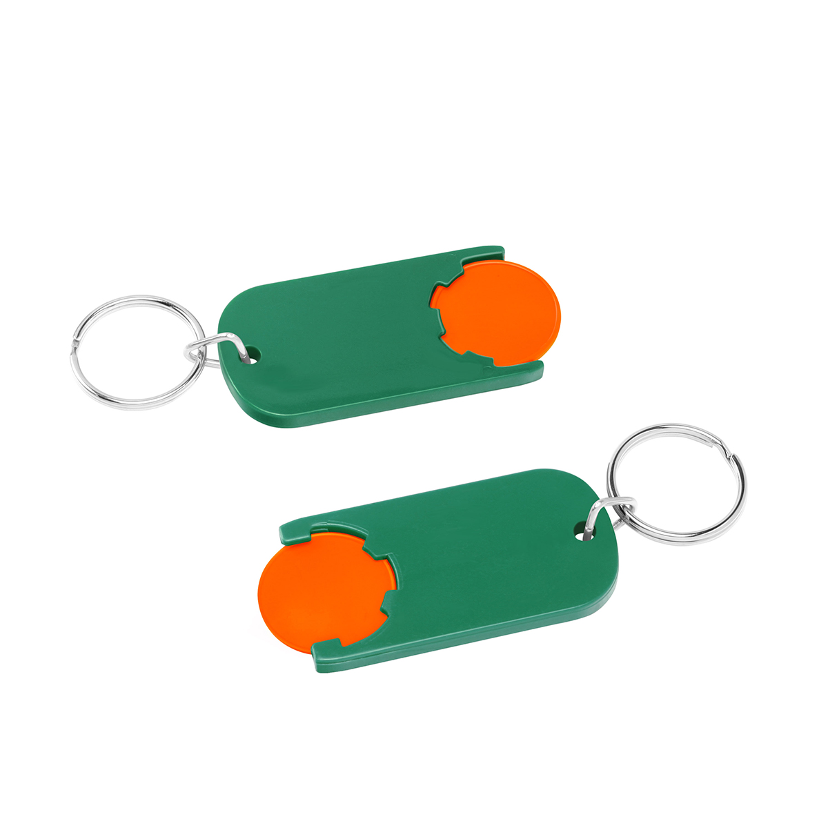 Chiphalter mit 1€-Chip "Alpha", Chip orange, Chiphalter grün