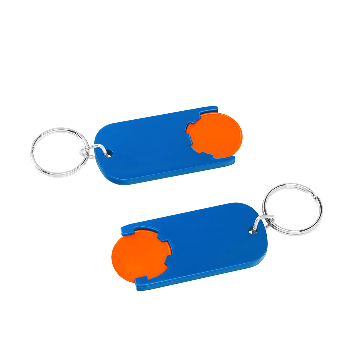 Chiphalter mit 1€-Chip "Alpha", Chip orange, Chiphalter blau