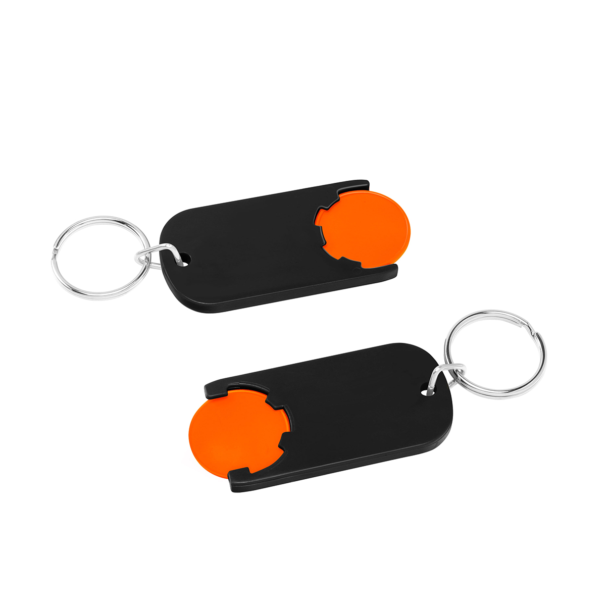 Chiphalter mit 1€-Chip "Alpha", Chip orange, Chiphalter schwarz