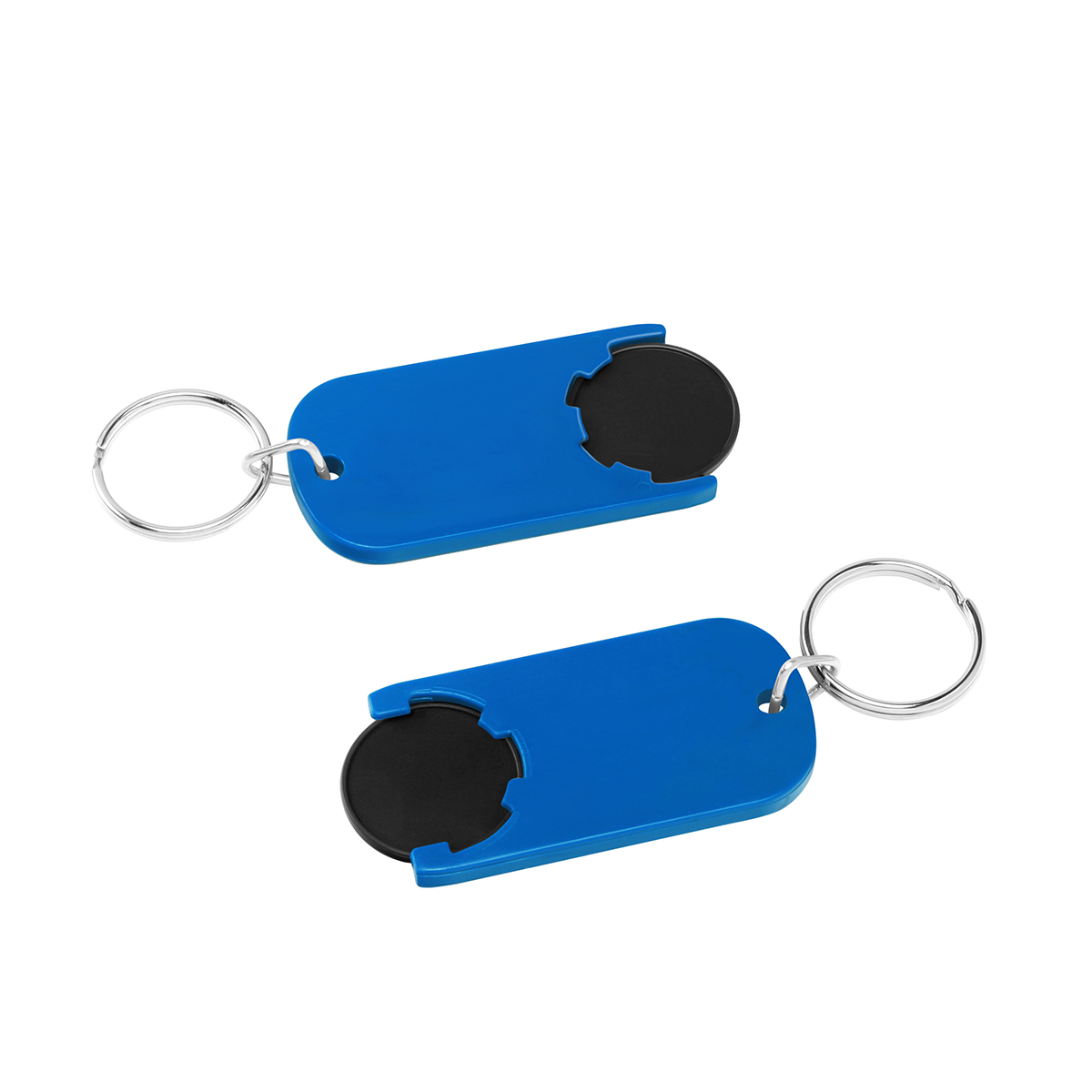 Chiphalter mit 1€-Chip "Alpha", Chip schwarz, Chiphalter blau