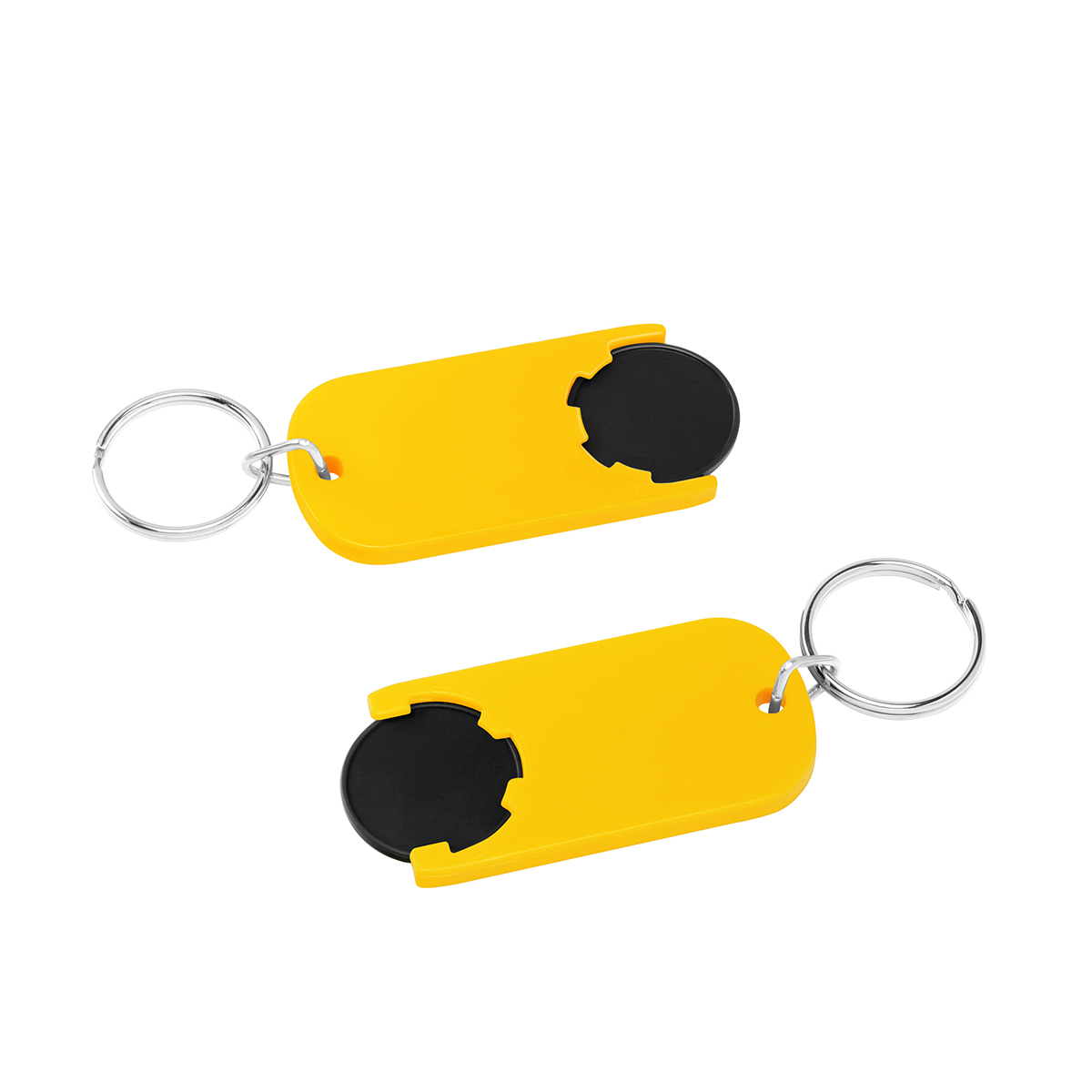 Chiphalter mit 1€-Chip "Alpha", Chip schwarz, Chiphalter gelb