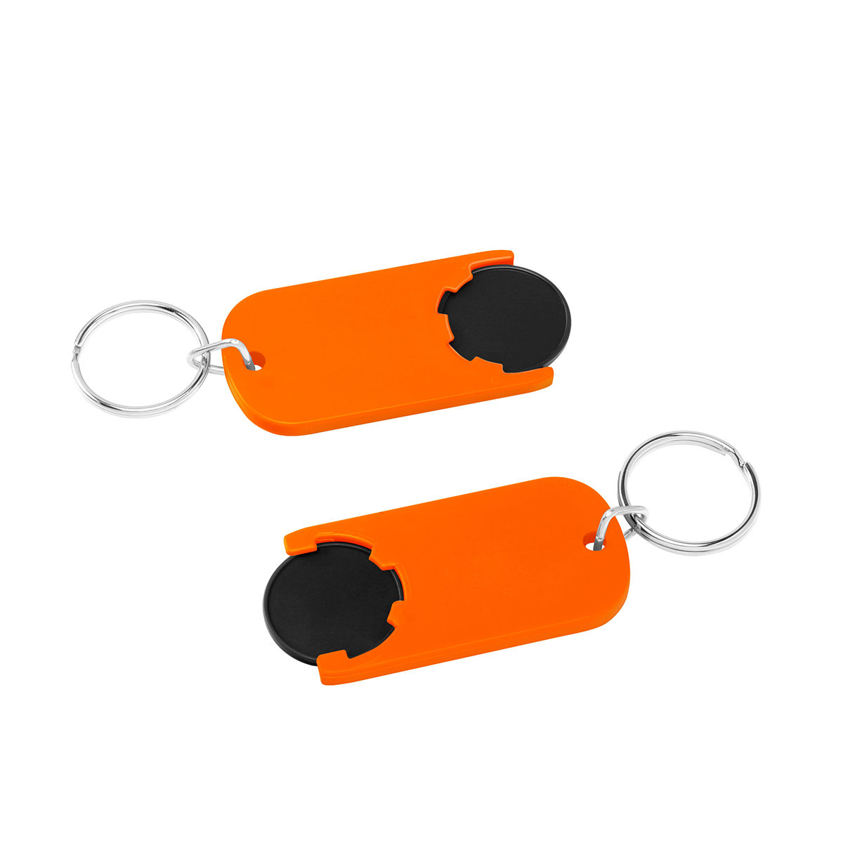 Chiphalter mit 1€-Chip "Alpha", Chip schwarz, Chiphalter orange