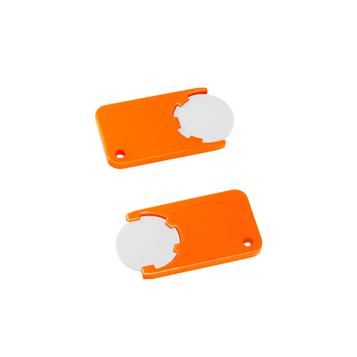 Chiphalter mit 1€-Chip "Beta", Chip weiß, Chiphalter orange