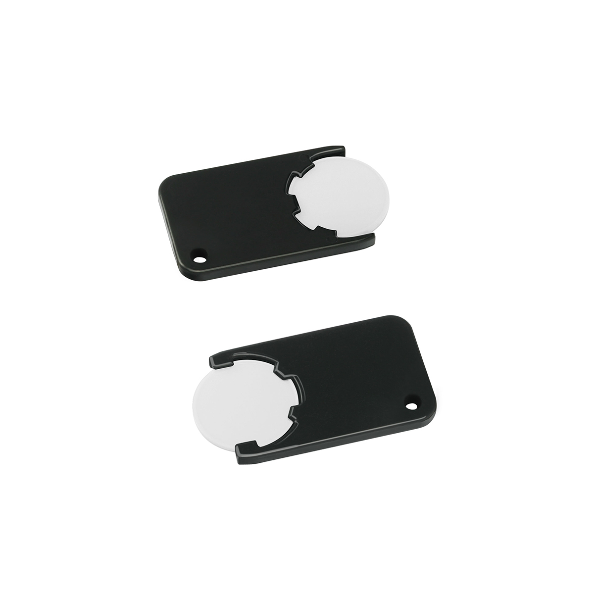 Chiphalter mit 1€-Chip "Beta", Chip weiß, Chiphalter schwarz
