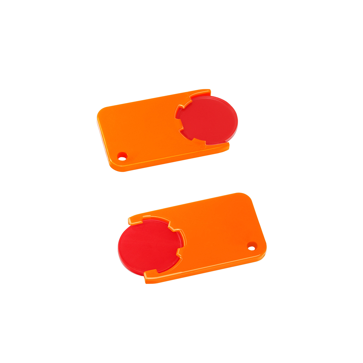 Chiphalter mit 1€-Chip "Beta", Chip rot, Chiphalter orange
