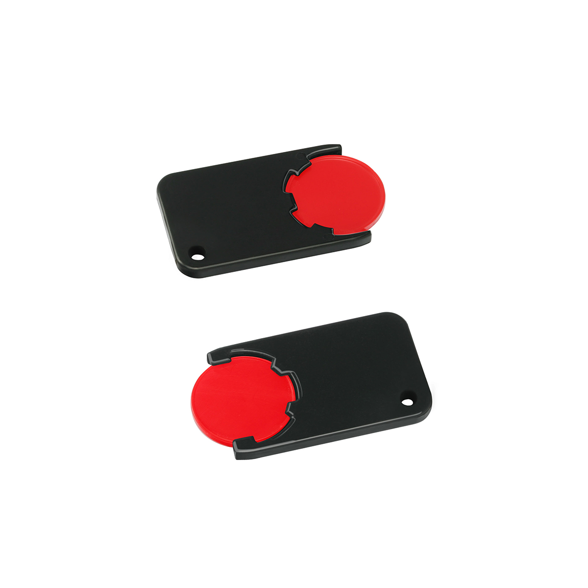 Chiphalter mit 1€-Chip "Beta", Chip rot, Chiphalter schwarz