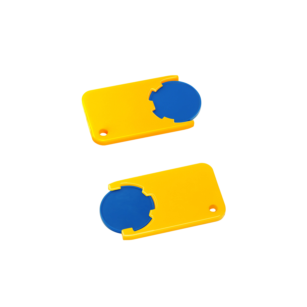 Chiphalter mit 1€-Chip "Beta", Chip blau, Chiphalter gelb