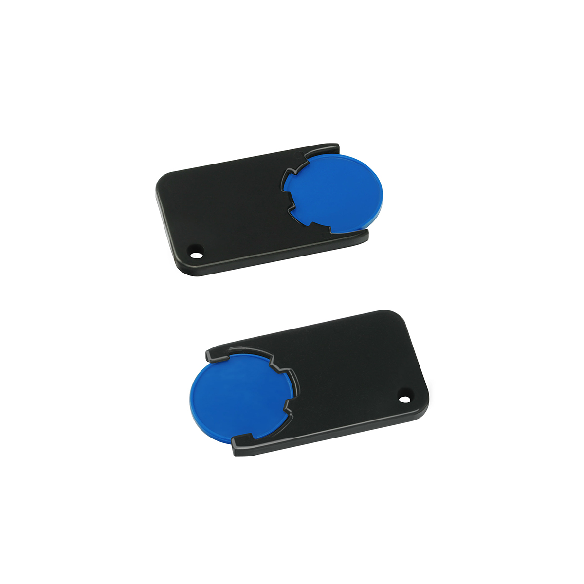 Chiphalter mit 1€-Chip "Beta", Chip blau, Chiphalter schwarz