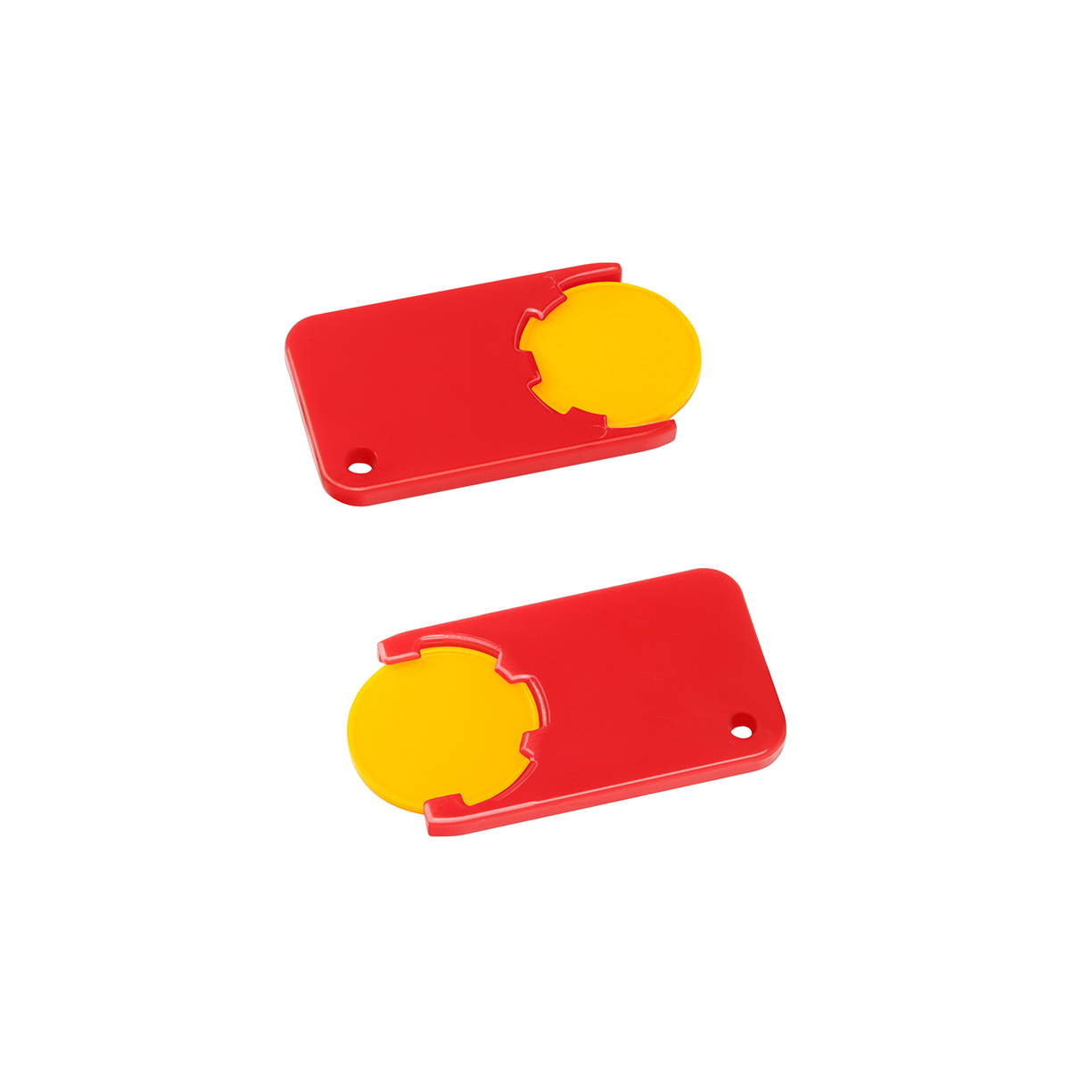 Chiphalter mit 1€-Chip "Beta", Chip gelb, Chiphalter rot