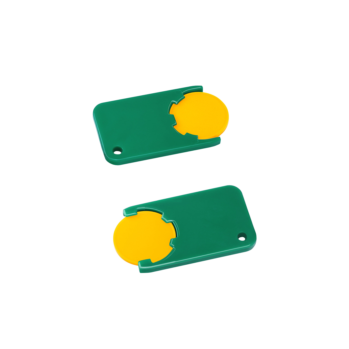 Chiphalter mit 1€-Chip "Beta", Chip gelb, Chiphalter grün