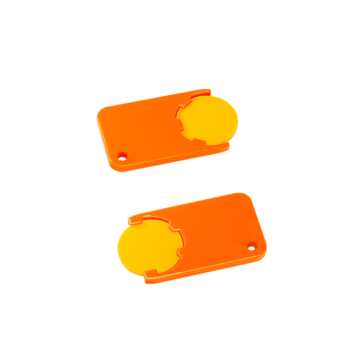 Chiphalter mit 1€-Chip "Beta", Chip gelb, Chiphalter orange