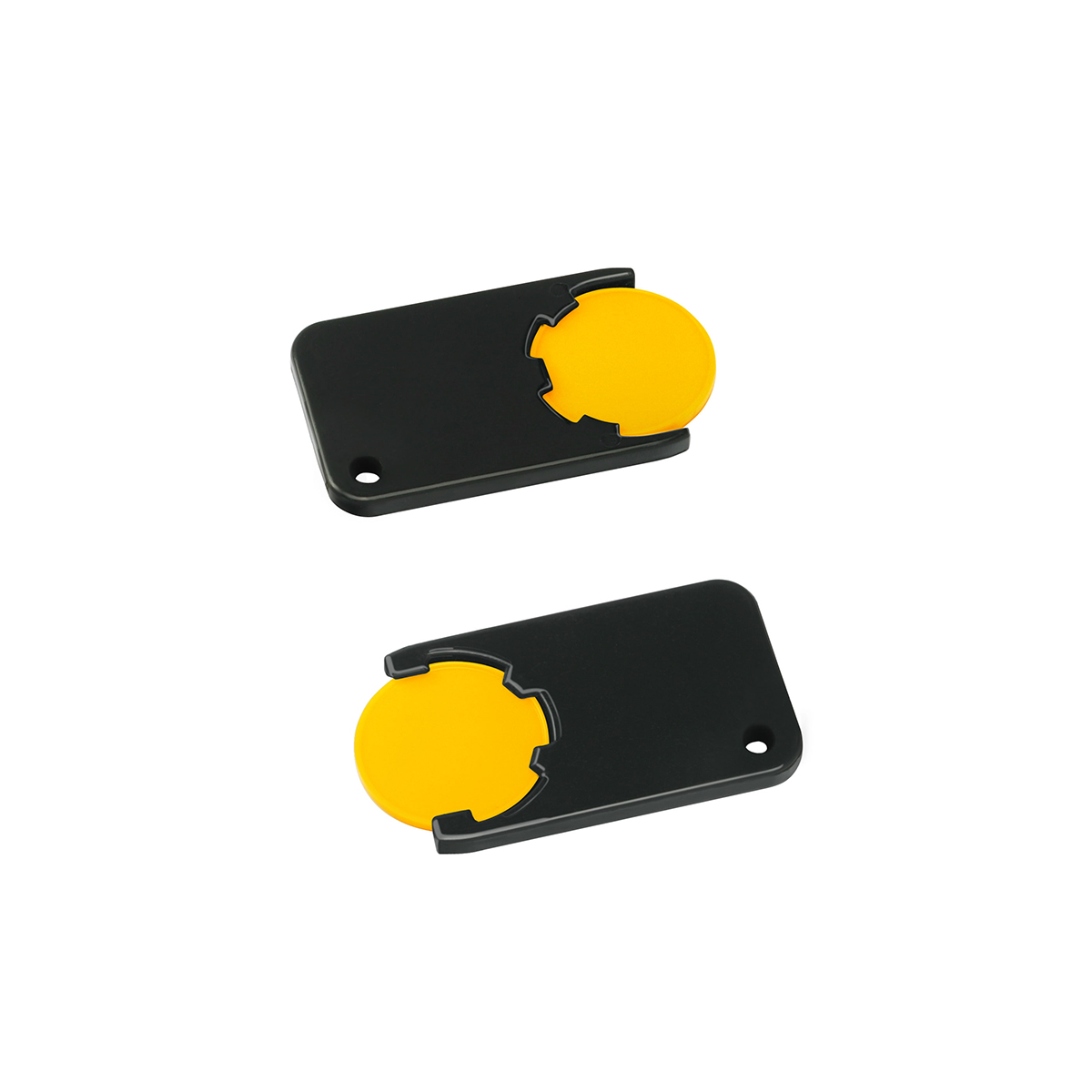 Chiphalter mit 1€-Chip "Beta", Chip gelb, Chiphalter schwarz