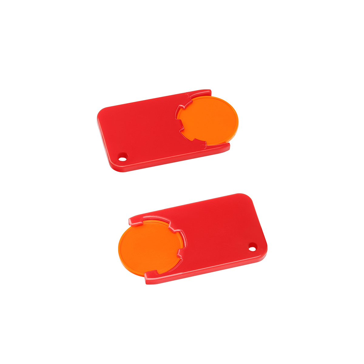 Chiphalter mit 1€-Chip "Beta", Chip orange, Chiphalter rot