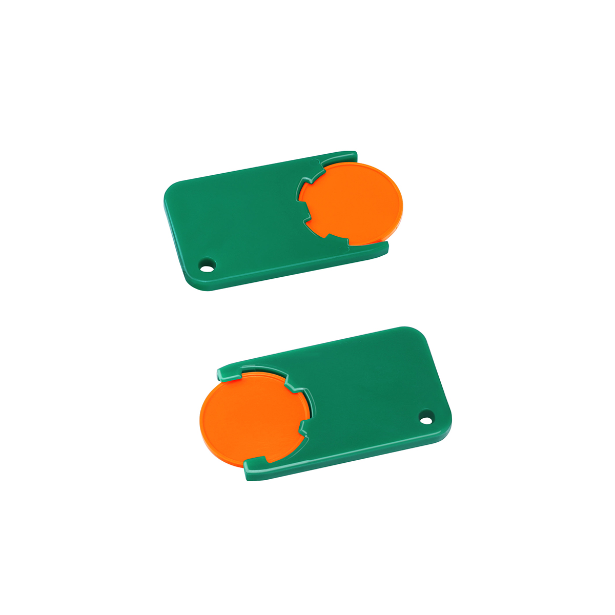 Chiphalter mit 1€-Chip "Beta", Chip orange, Chiphalter grün