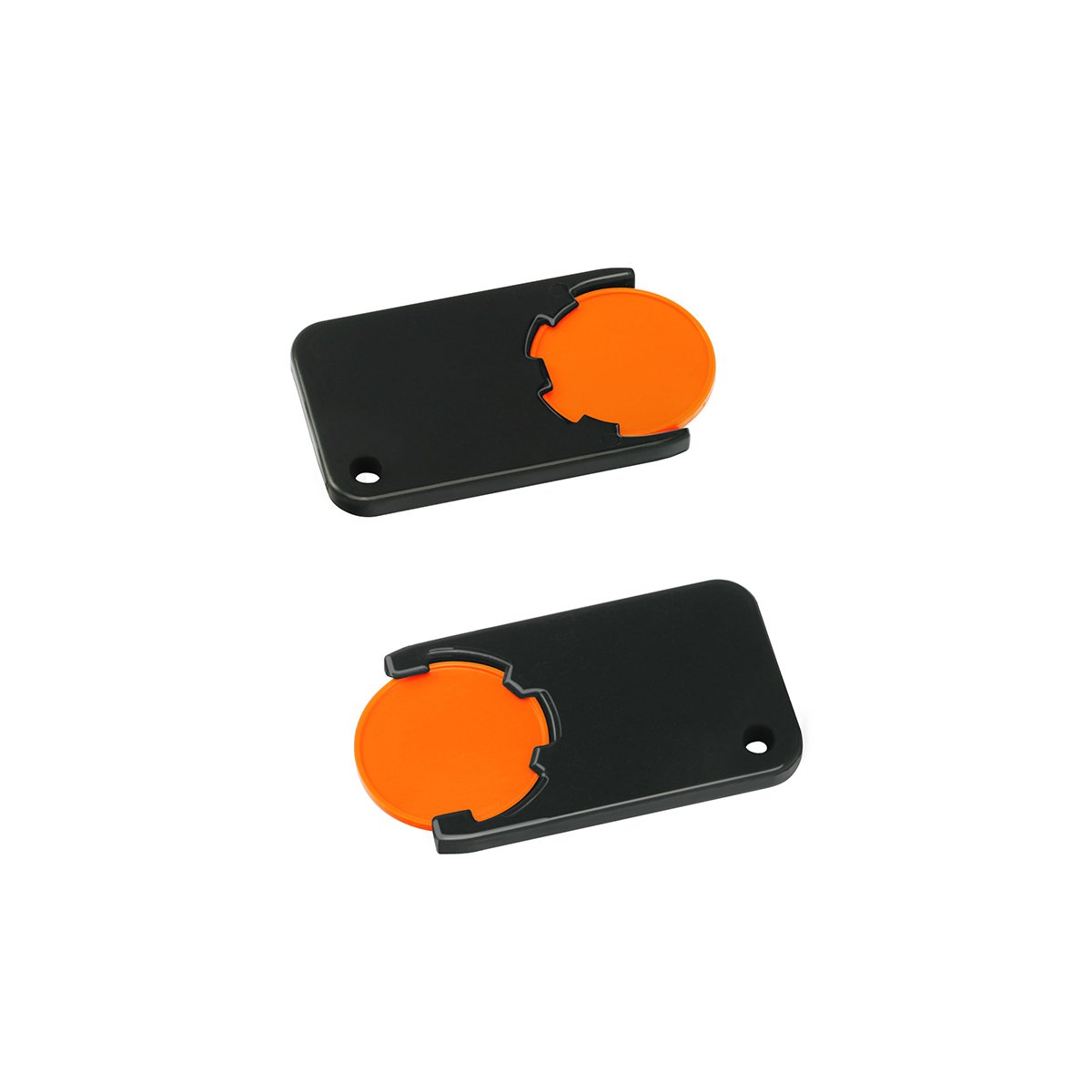 Chiphalter mit 1€-Chip "Beta", Chip orange, Chiphalter schwarz