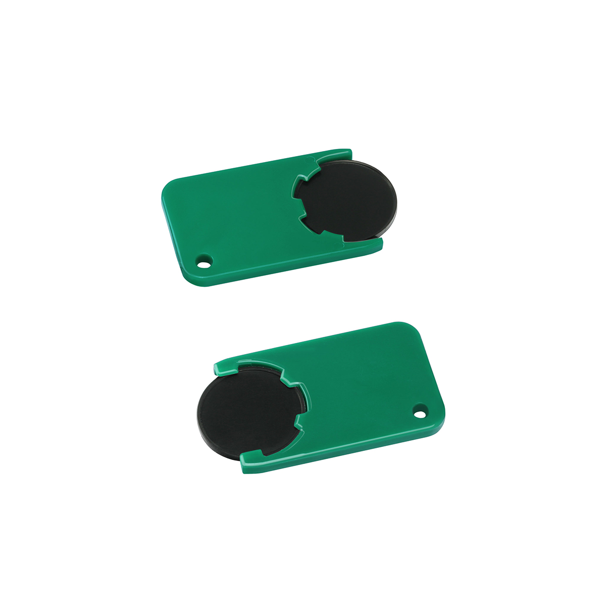 Chiphalter mit 1€-Chip "Beta", Chip schwarz, Chiphalter grün