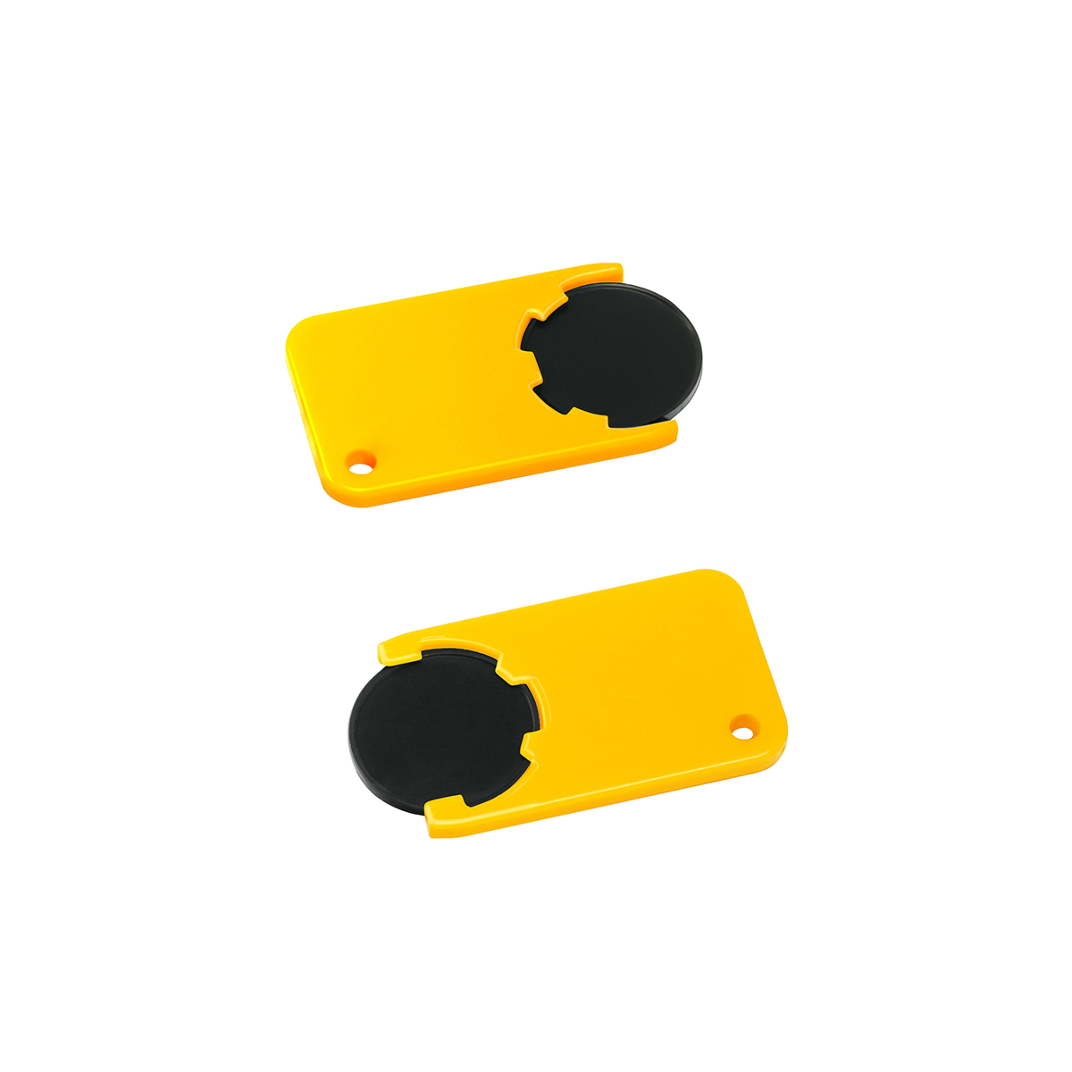 Chiphalter mit 1€-Chip "Beta", Chip schwarz, Chiphalter gelb