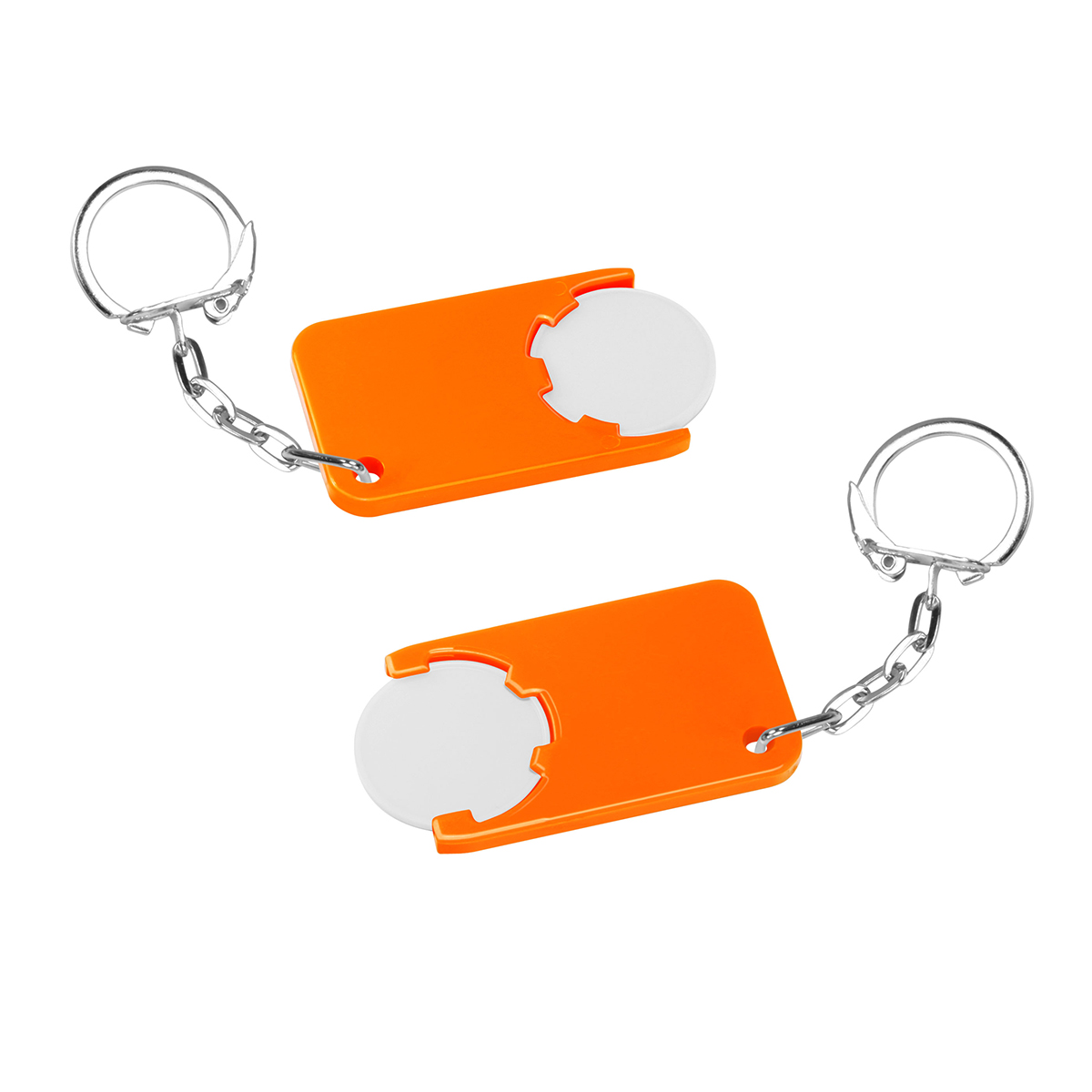 Chiphalter mit 1€-Chip "Beta", Chip weiß, Chiphalter orange