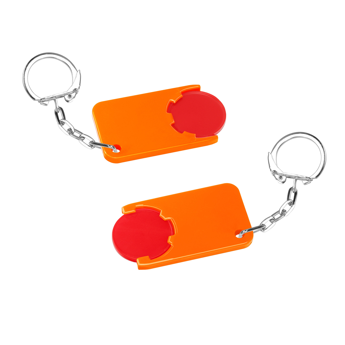 Chiphalter mit 1€-Chip "Beta", Chip rot, Chiphalter orange