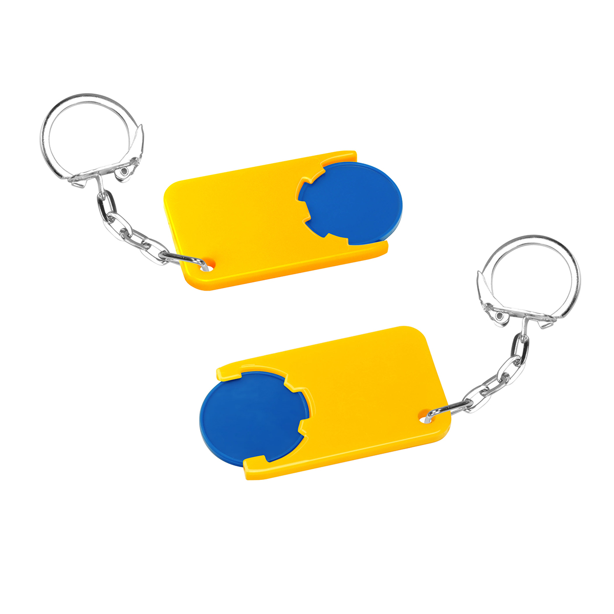 Chiphalter mit 1€-Chip "Beta", Chip blau, Chiphalter gelb
