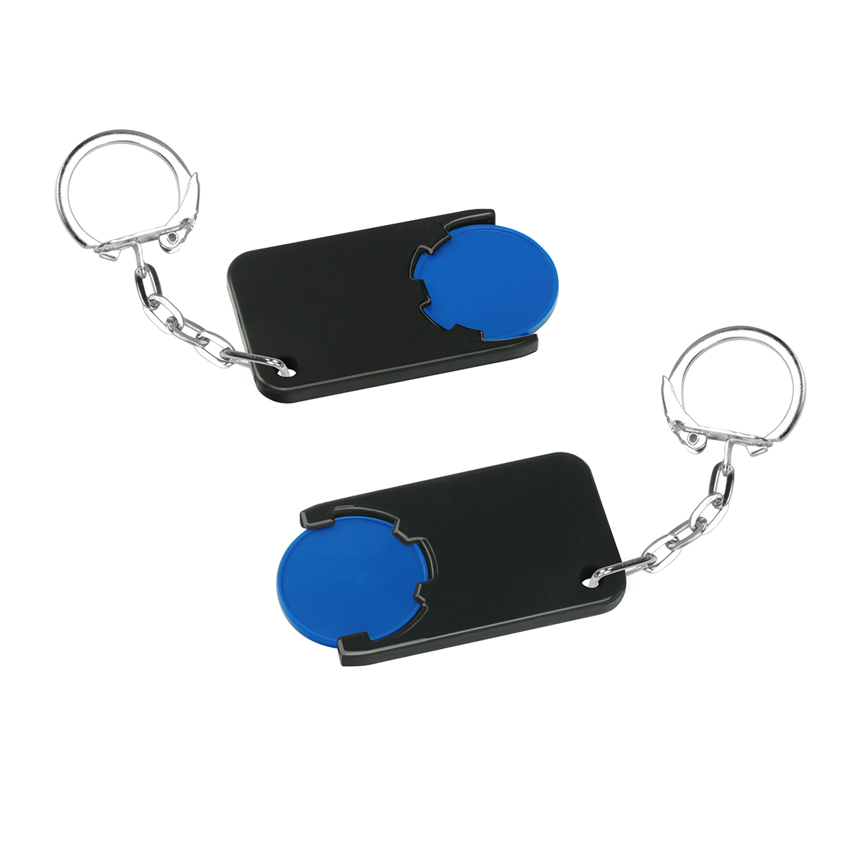Chiphalter mit 1€-Chip "Beta", Chip blau, Chiphalter schwarz