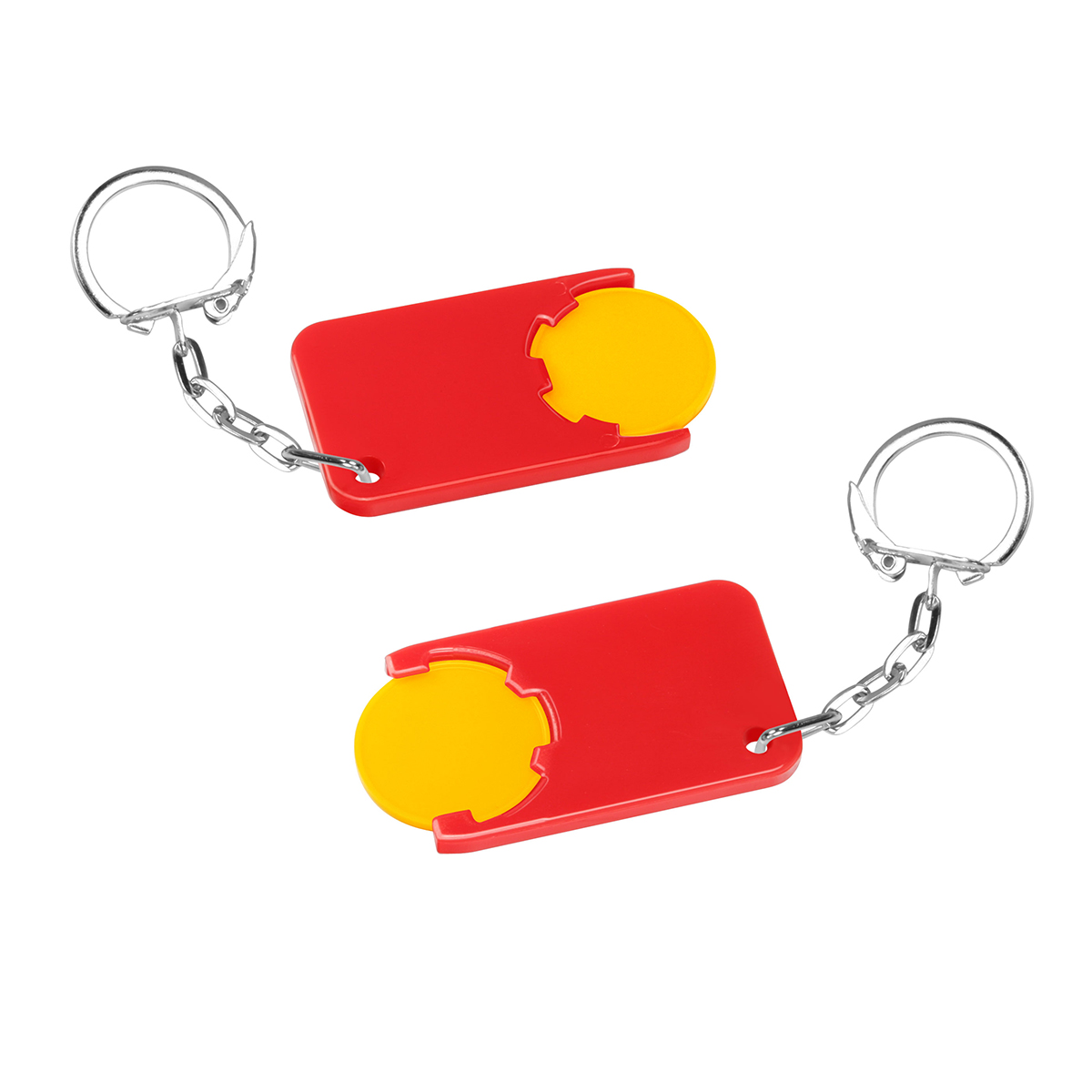 Chiphalter mit 1€-Chip "Beta", Chip gelb, Chiphalter rot