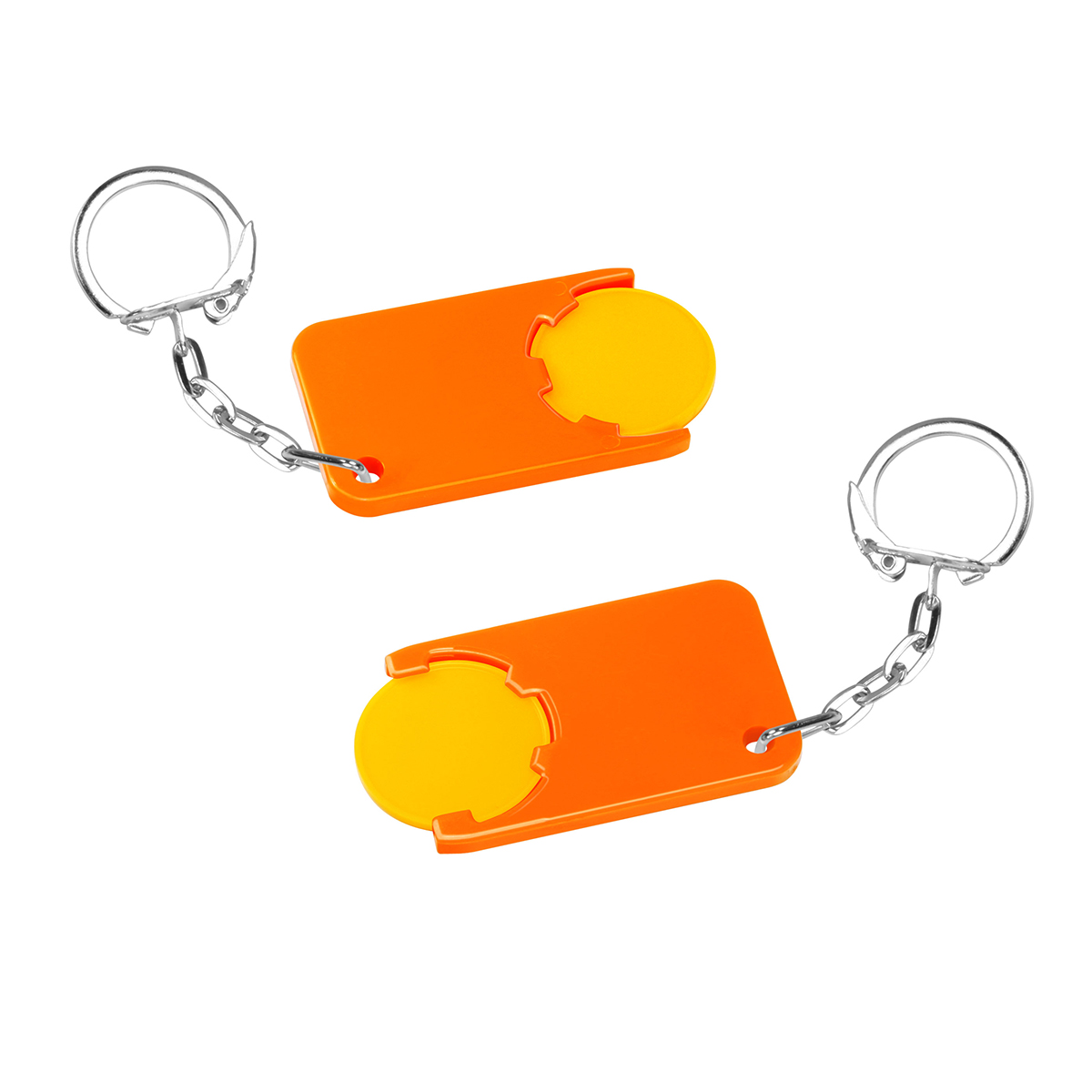 Chiphalter mit 1€-Chip "Beta", Chip gelb, Chiphalter orange