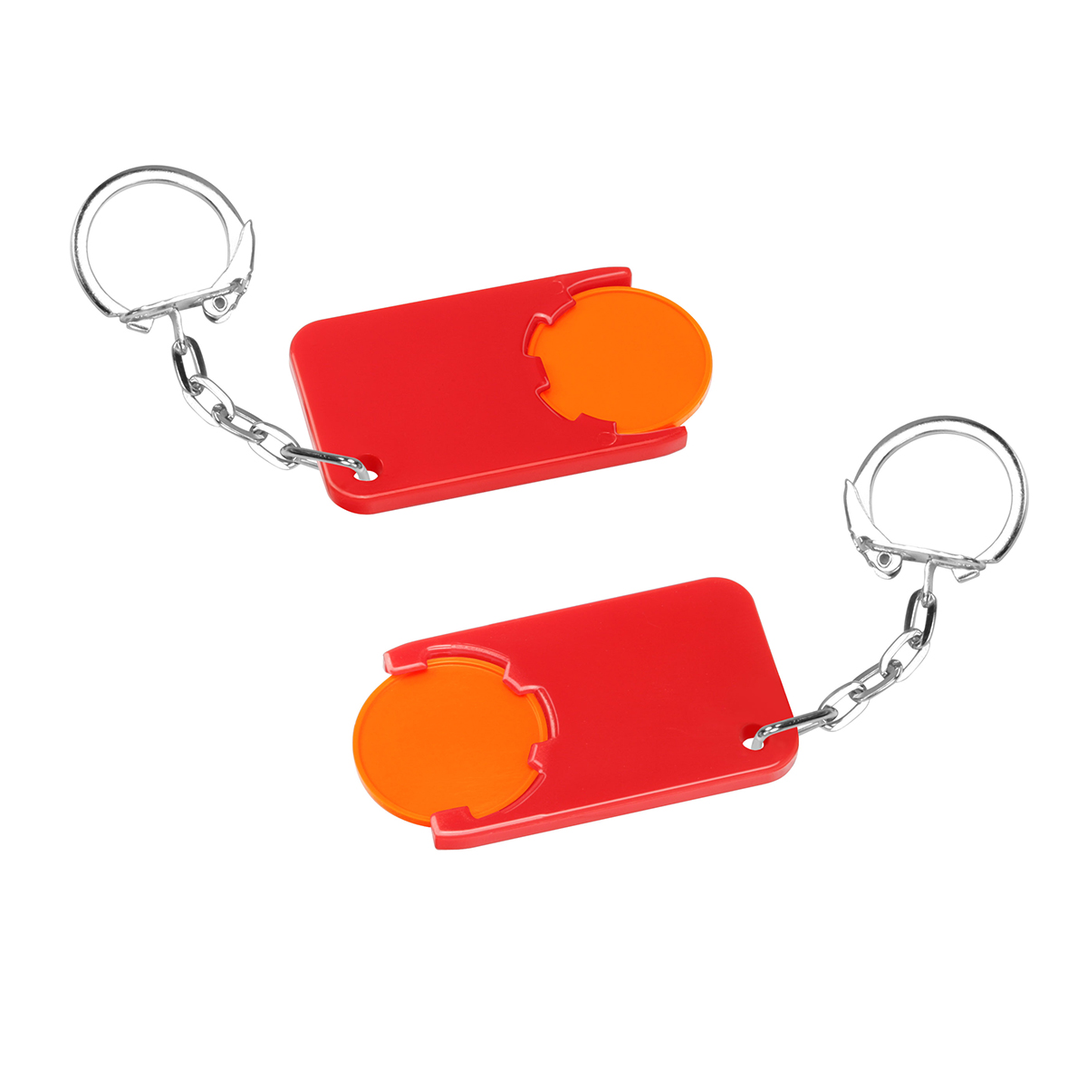 Chiphalter mit 1€-Chip "Beta", Chip orange, Chiphalter rot