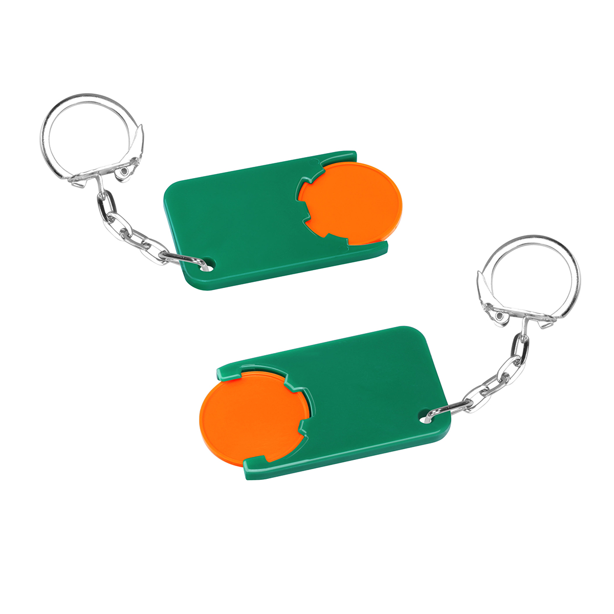 Chiphalter mit 1€-Chip "Beta", Chip orange, Chiphalter grün