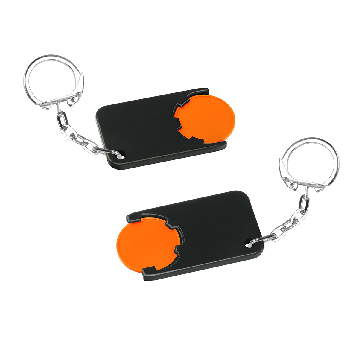 Chiphalter mit 1€-Chip "Beta", Chip orange, Chiphalter schwarz