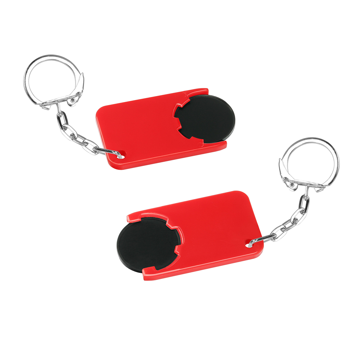 Chiphalter mit 1€-Chip "Beta", Chip schwarz, Chiphalter rot