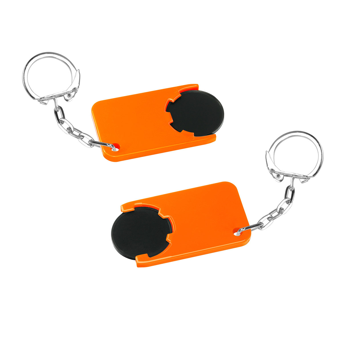 Chiphalter mit 1€-Chip "Beta", Chip schwarz, Chiphalter orange