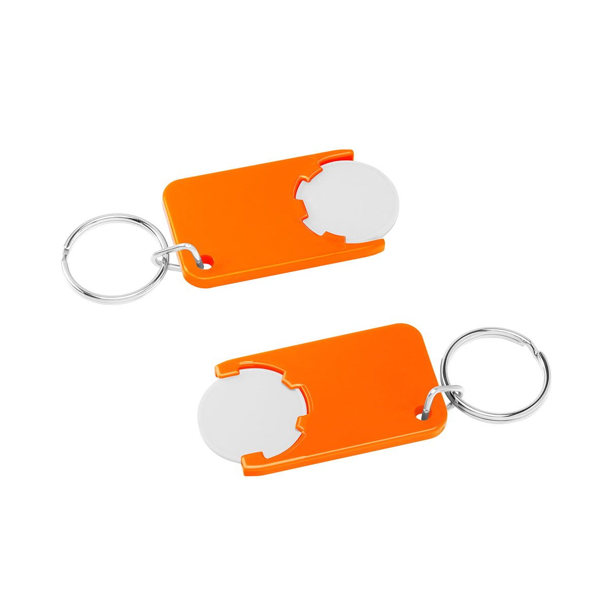 Chiphalter mit 1€-Chip "Beta", Chip weiß, Chiphalter orange