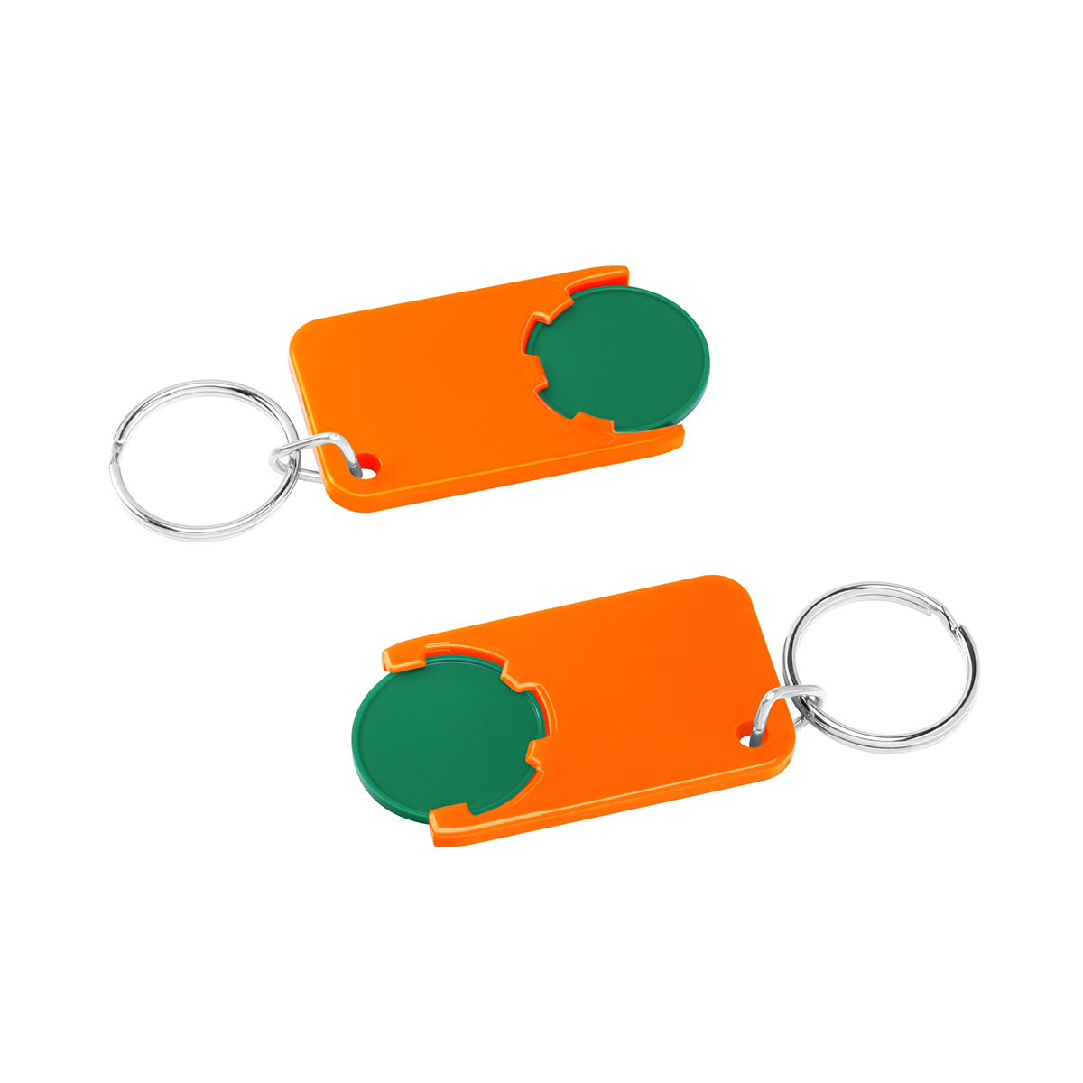 Chiphalter mit 1€-Chip "Beta", Chip grün, Chiphalter orange
