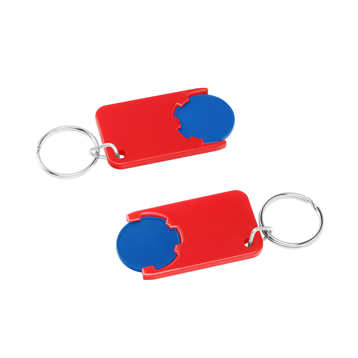 Chiphalter mit 1€-Chip "Beta", Chip blau, Chiphalter rot