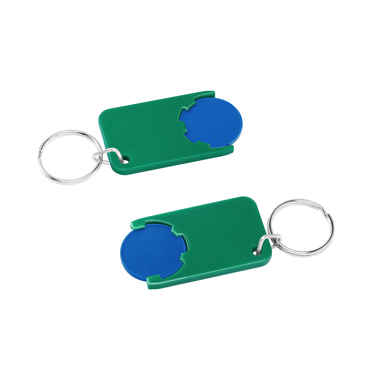 Chiphalter mit 1€-Chip "Beta", Chip blau, Chiphalter grün