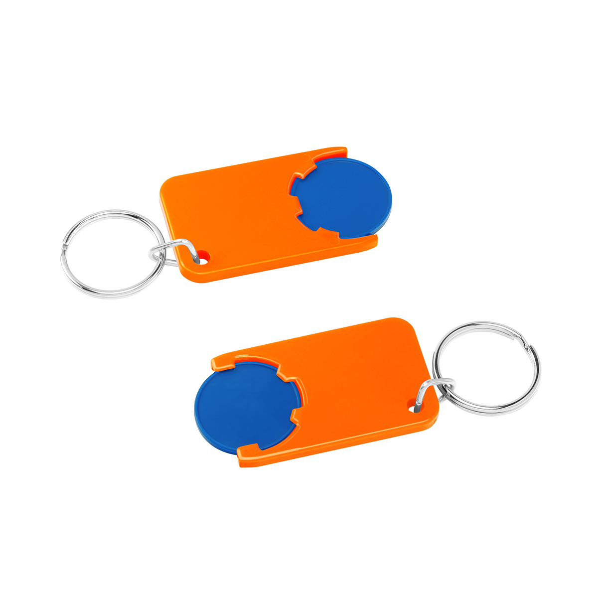 Chiphalter mit 1€-Chip "Beta", Chip blau, Chiphalter orange