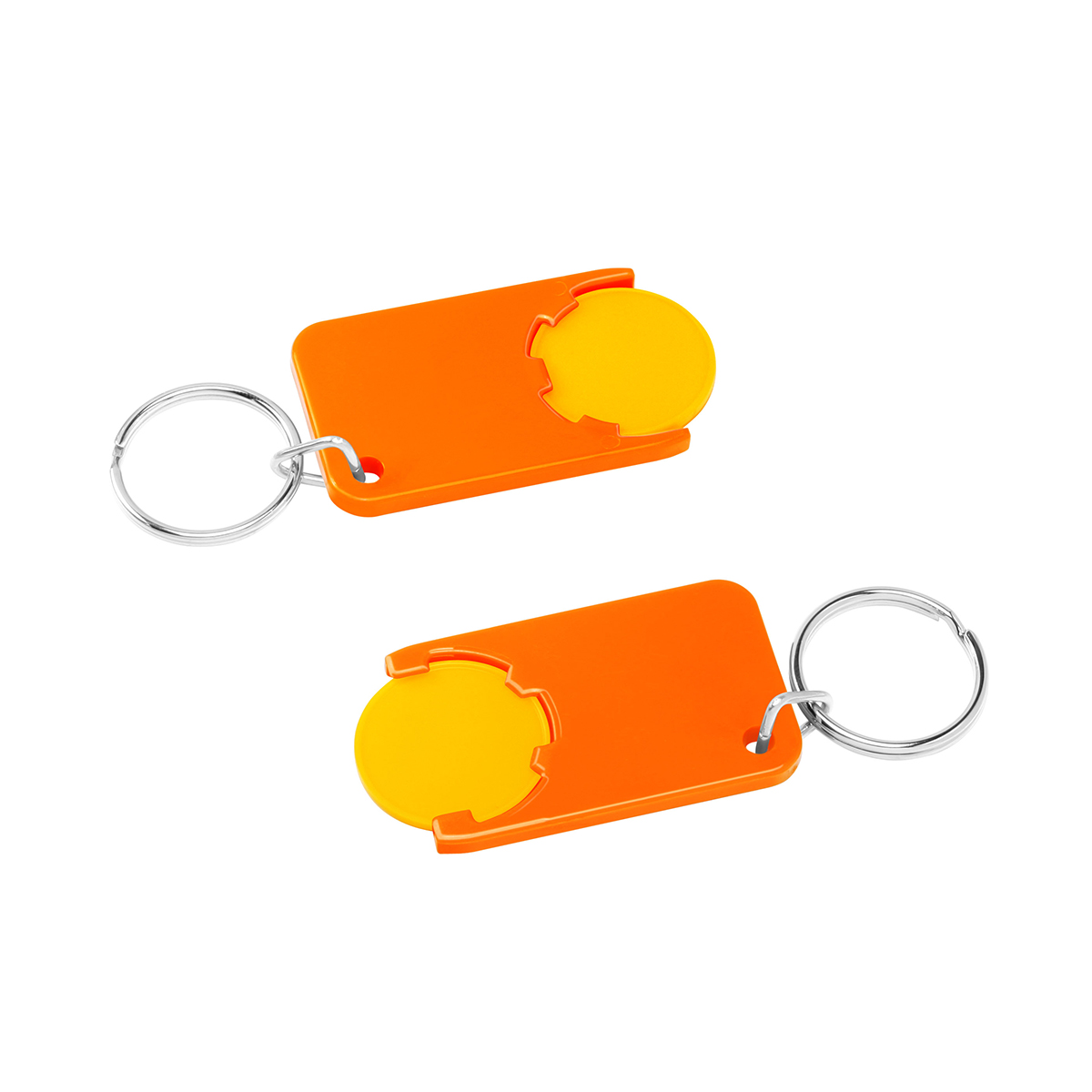 Chiphalter mit 1€-Chip "Beta", Chip gelb, Chiphalter orange