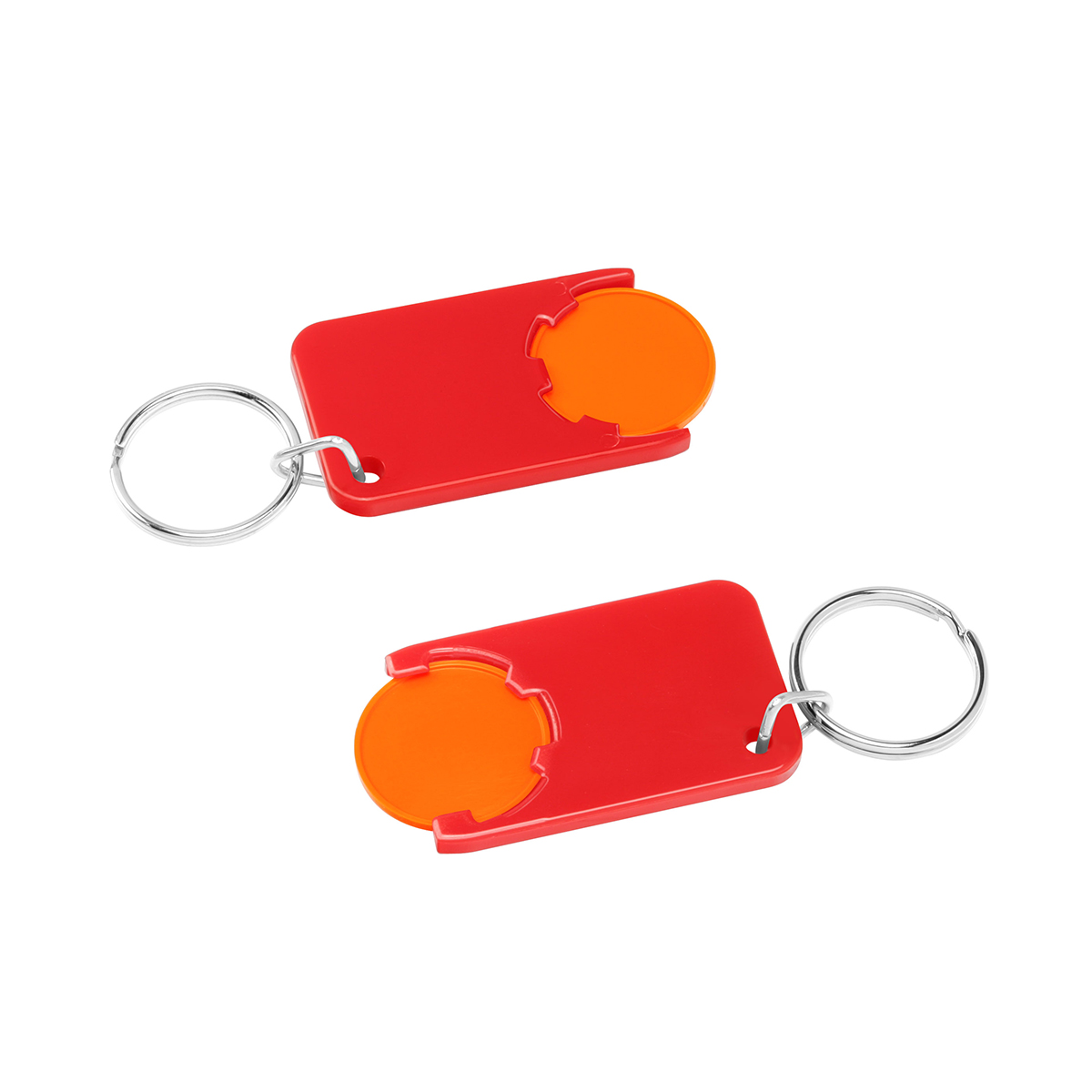 Chiphalter mit 1€-Chip "Beta", Chip orange, Chiphalter rot