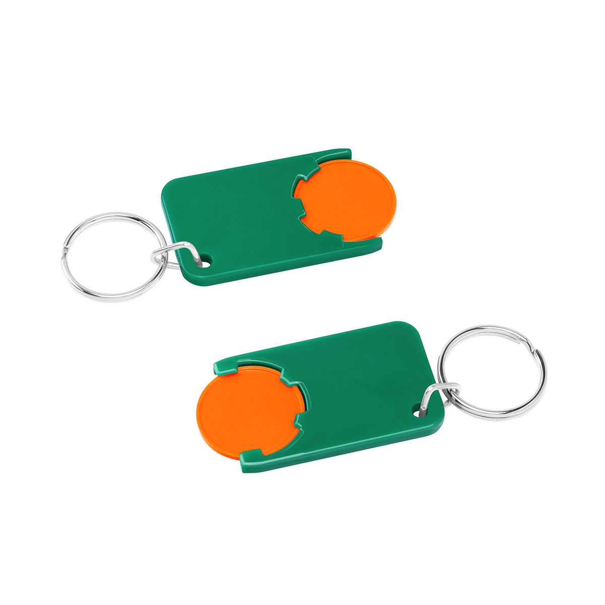 Chiphalter mit 1€-Chip "Beta", Chip orange, Chiphalter grün