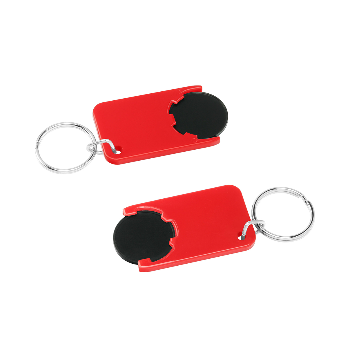 Chiphalter mit 1€-Chip "Beta", Chip schwarz, Chiphalter rot