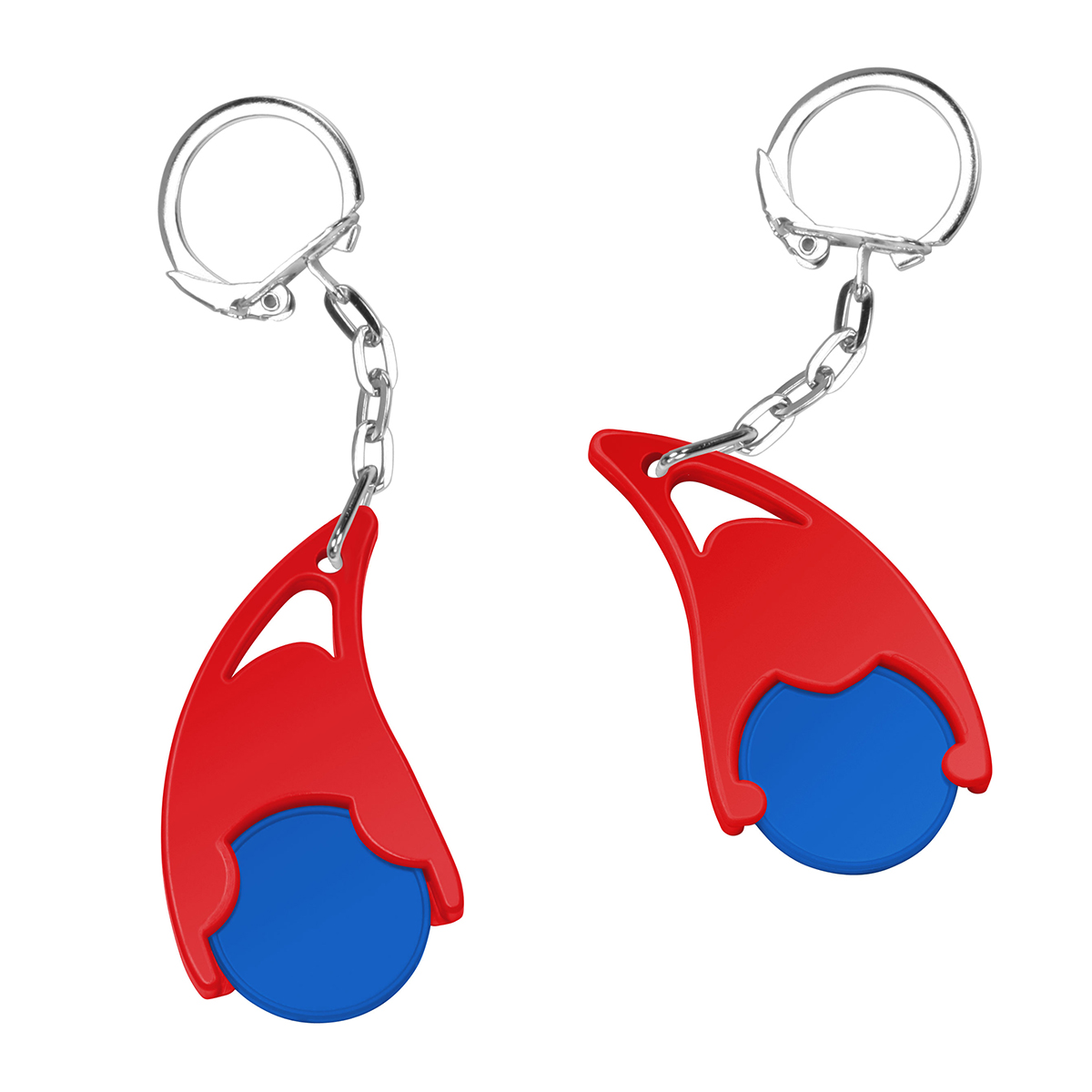 Chiphalter mit 1€-Chip "Epsilon", Chip blau, Chiphalter rot