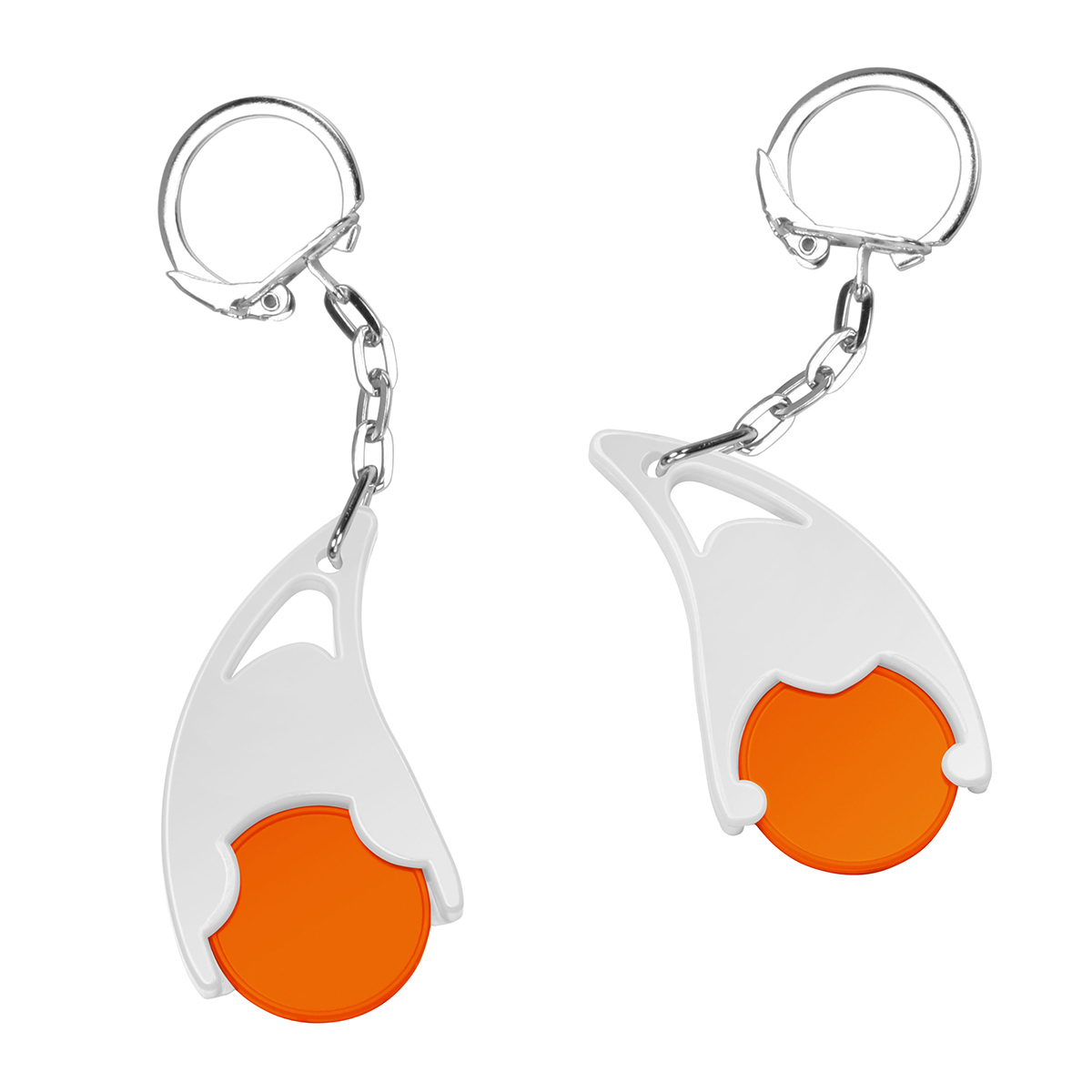 Chiphalter mit 1€-Chip "Epsilon", Chip orange, Chiphalter weiß