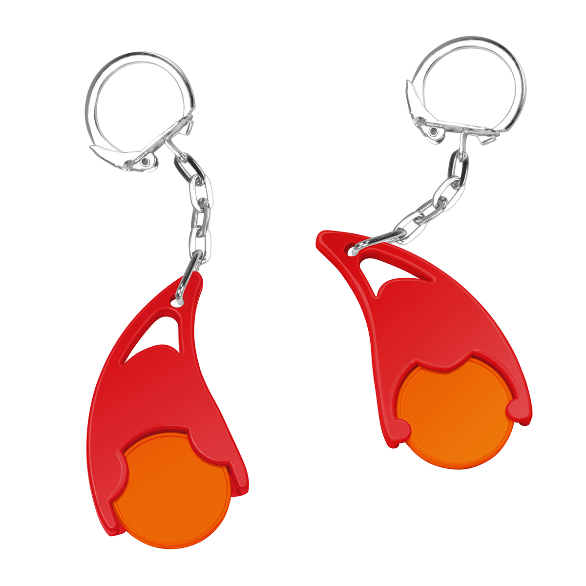 Chiphalter mit 1€-Chip "Epsilon", Chip orange, Chiphalter rot